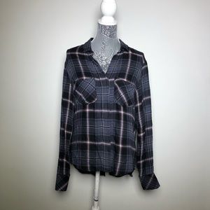 Cloth & Stone Plaid Flannel Button Down Top